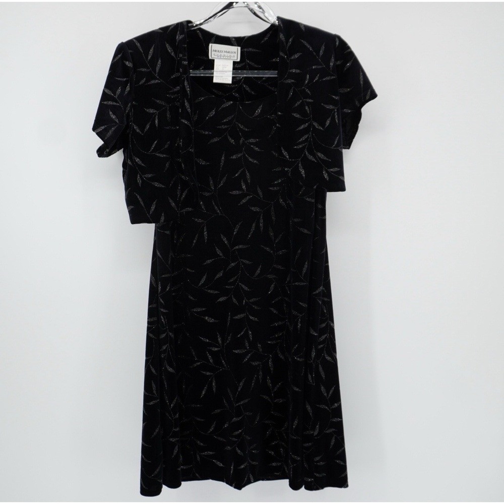 Vintage Black velvet 90s Mollie Malloy Evening Two Piece Dress Glitter Witchy 10